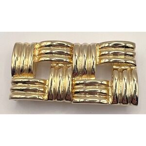 Vintage Dotty Smith Geometric Belt Buckle Gold Tone Signed fits up to 1" belt